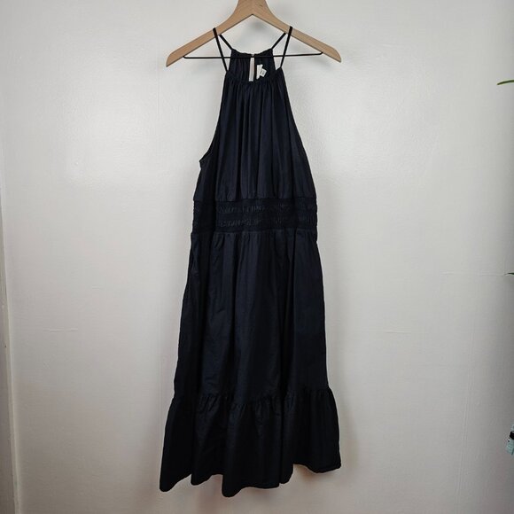 A New Day Cotton Poplin Midi Sundress High Neck XXL Navy Blue Sleeveless‎ Dress - Picture 2 of 10